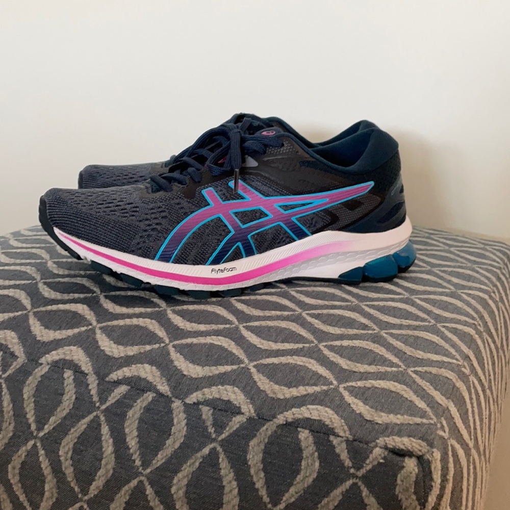 Cute navy and pink ASICS GT1000